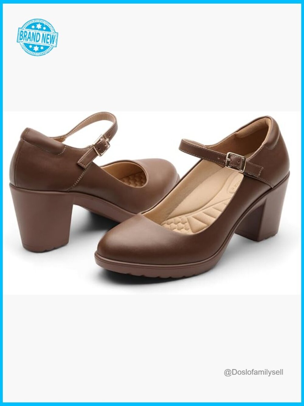 Mary Jane Heels with Arch Support Chunky Block Heel Pumps Comfortable for Work